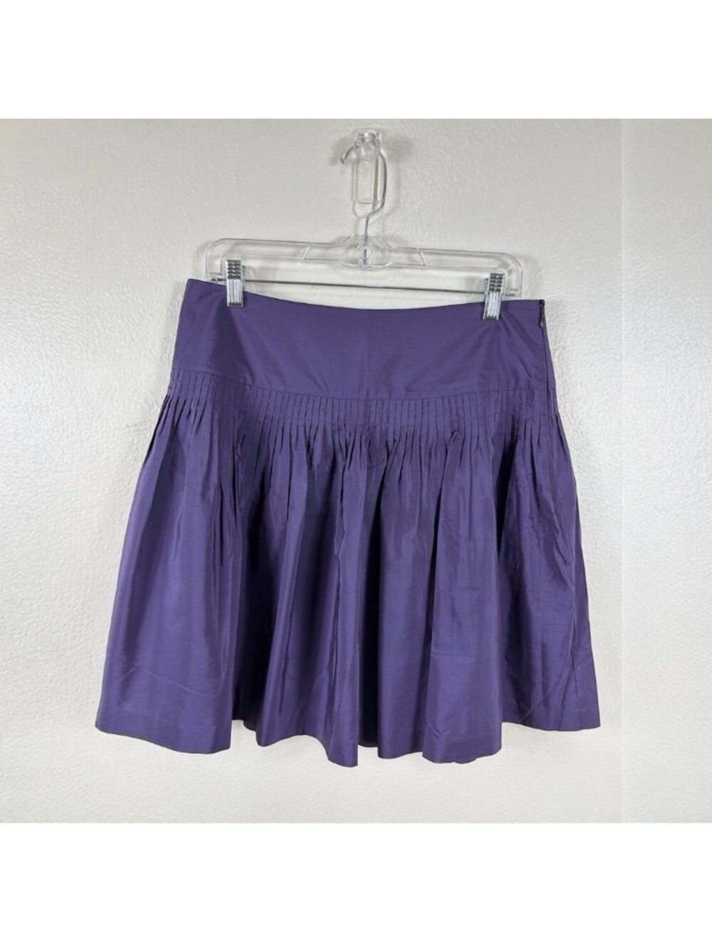 Gap Silk Blend Pleated Skater Mini Skirt Eggplant Purple Size 6